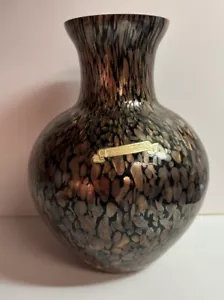 Avventurina V. Nason eC.-Murano Italy Black Copper Fleck Art Glass Vase 8.75” - Picture 1 of 14