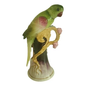 Vintage Fine Porcelain Perched Parrot Figurine Sculpture Coastline Imports 9.25" - Picture 1 of 8