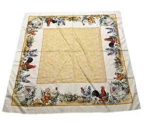 Vintage PIERRE FREY Tovaglia Polli Fattoria 64x64 Quadrata 100% Cotone Rara! - Foto 1 di 5