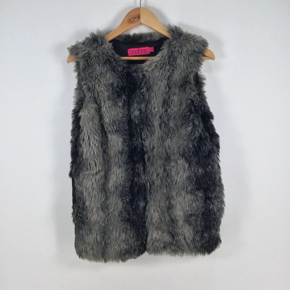 Boohoo Mujer Imitación Piel Chaleco Chaqueta Talla 8 Gris Sin Mangas 040136 Foto 1 de 4