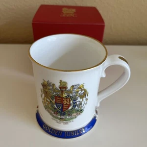 NIB~Queen Elizabeth II Golden Jubilee Commemorative Mug 24KGold Plated 1952-2002 - Picture 1 of 11
