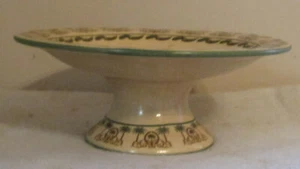  VINTAGE ANTIQUE PALM TREE DESIGN PIE CAKE PLATE FOOTED 4.25" X 10.25" - Picture 1 of 4