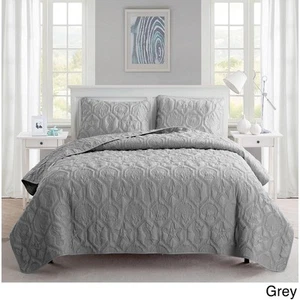 Coastal Quilt Set Queen Gray Shell Star Fish Comforter Shams Bedding Cover - Picture 1 of 5