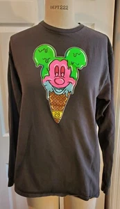 Women's Neff Ice Cream Mickey Mouse Long Sleeve Black Tee Size M - Picture 1 of 7