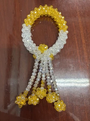 Cristal Amarillo y Blanco Flores Artificiales Corona Tailandesa Belleza Decoración del Hogar Foto 1 de 4