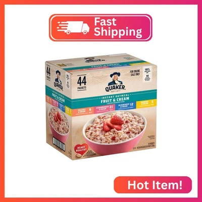 Quaker Instant Oatmeal Fruit & Cream Variety Pack, Single Serve Packets, (44 Pac - Image 1 of 2