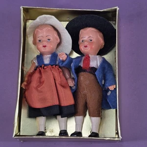 Vintage Zelluloid Puppen 4 Zoll groß Junge & Mädchen Made in West Germany - Bild 1 von 11
