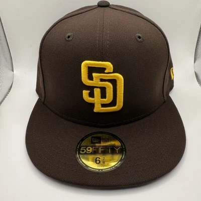New Era 59Fifty San Diego Padres Clásico Marrón/Amarillo Sombrero Ajustado Talla 6 7/8 Foto 1 de 4