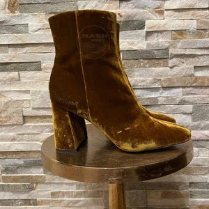 Sam Edelman 8.5 Codie Rust Gold Velvet Ankle Boots | Block Heel, Luxe Shoe Party - Picture 1 of 11