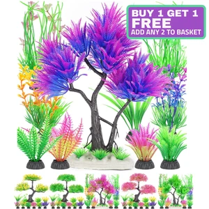 Fish Tank Decorations Fake Aquarium Plants Artificial Ornaments Accessories - Picture 1 of 39