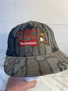 Vintage Budweiser Hat Cap Snap Back Camo Trebark Iowa Sportsman Duck - Picture 1 of 6
