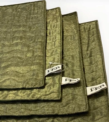 Holiday Christmas Placemats Green Gold Regency  Holiday Party 13"x 19" Set 4 FTR - Image 1 of 4