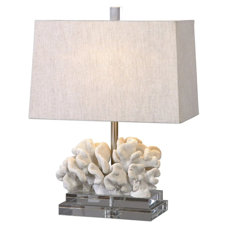 Uttermost 27176-1 Coral 22 inch 100 watt Taupe Ivory Table Lamp Portable Light - Image 1 of 1