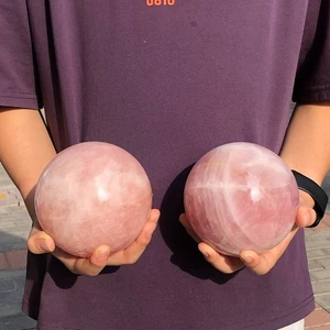 2 Piezas 3420g Natural Hermosa Bola de Cristal Rosa Cuarzo Cristal Curativo 1613 - Imagen 1 de 23