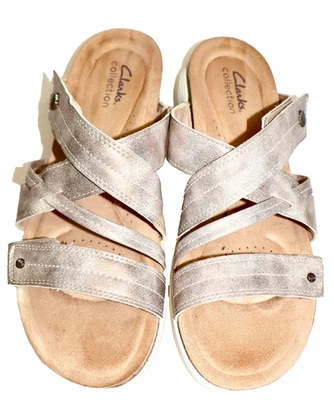 Сандалии Clarks Leather Slide Collection бронзовые мягкие туфли размер 9 М - новые без коробки - Изображение 1 из 4