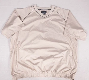 Footjoy Men's Golf Windbreaker Jacket Shirt Size XXL Short Sleeve Beige v-neck - Picture 1 of 11