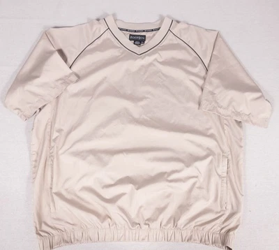 Footjoy Men's Golf Windbreaker Jacket Shirt Size XXL Short Sleeve Beige v-neck - Image 1 of 4