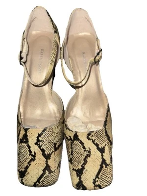 Karen Scott Animal Print Tacón Cuadrado Punta Cerrada Hebilla al Tobillo Talla 9.5M Foto 1 de 4