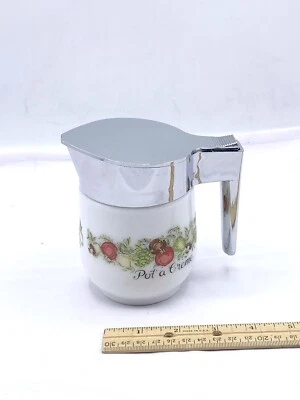 Vintage Pot A Creme Flip Lid Creamer Corning Ware Spice of Life White Glass - Image 1 of 4