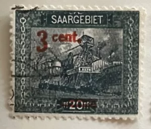 Rare 1921 Saargebiet 20pf Stamp With 3 Cent Surcharge - Picture 1 of 1