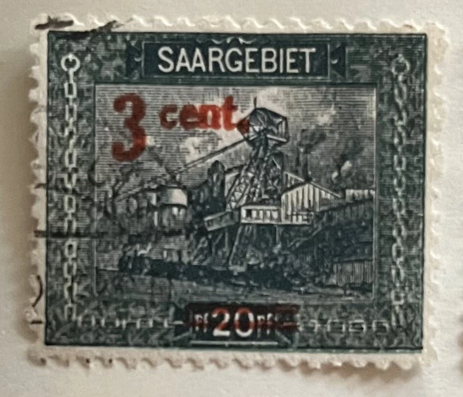 Rare 1921 Saargebiet 20pf Stamp With 3 Cent Surcharge - Image 1 of 1