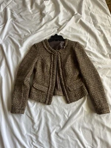 Willi Smith Jacket Swing Jacket Wool Blend L Large Plum Purple Career Crop - Picture 1 of 3