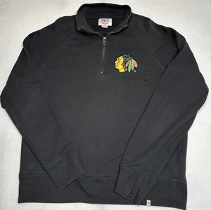 Forty Seven 47 Brand NHL Chicago Blackhawks Patch 1/4-Zip Sweatshirt Adult XL - Picture 1 of 8