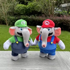 2Pcs Super Mario Bros Wonder Plush Luigi Mario Elephant 10.5" Stuffed Toys Doll - Picture 1 of 12