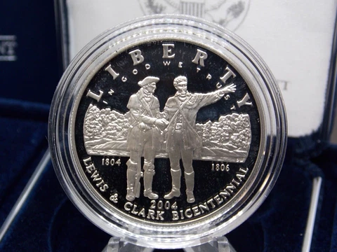 2004 "P" LEWIS & CLARK Bicentennial PROOF Silver Dollar $1 Box & COA ECC&C, Inc Cover