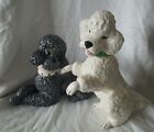 2 Vintage Mcm Gloss Gray & White Poodle Atlantic Mold Porcelain Figurines