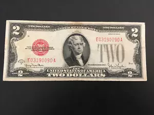 FR 1508 1928 G $2 TWO DOLLARS LEGAL TENDER NOTE Nice CIRCULATED EA BLOCK - Picture 1 of 2