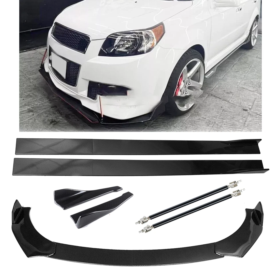 For Chevrolet Aveo Aveo5 Front Lip Chin Bumper Bod Kits Side Skirt Carbon Fiber - Image 1 of 4