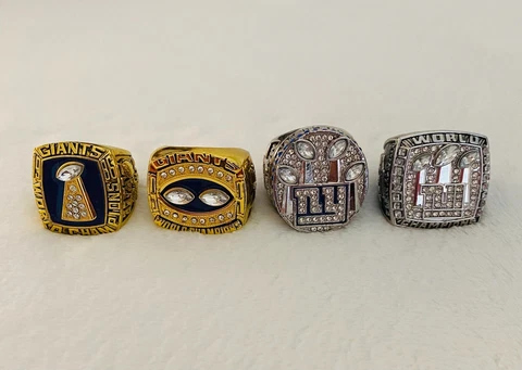 4 PCS New York Giants Super Bowl Ring Complete SET, US SHIP Cover