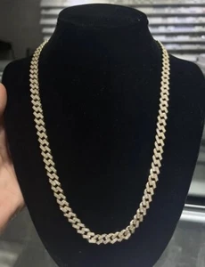 10k Solid Gold 7.25 Carat Natural Diamonds Miami Cuban Link Chain 8mm W, 20” L - Picture 1 of 7