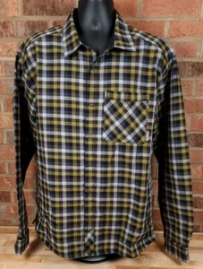 Mountain Hardwear Flannel Shirt Jacket Mens Size Medium Yellow Gray Plaid - Picture 1 of 5