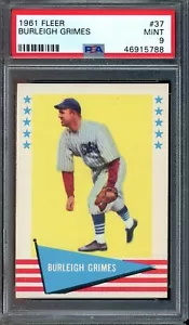 1961 Fleer Baseball #37 Burleigh Grimes PSA 9 - Picture 1 of 2