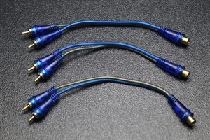 3 PIEZAS CABLE RCA AZUL GRIS Y DIVISOR 1 HEMBRA 2 MACHO COCHE HOGAR AUDIO BLS - Imagen 1 de 5