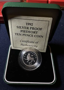 ROYAL MINT 1992 PIEDFORT SILVER PROOF 10P, TEN PENCE, WITH BOX & COA, SUPERB - Picture 1 of 3