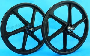 Skyway BMX 20" SIX SPOKE Tuff Wheels BLACK retro NEW wheelset sealed bearings - Picture 1 of 4