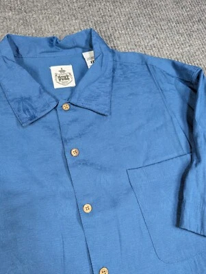 Duke Kahanamoku Shirt Mens XXL 2XL Blue Palm Trees SS Hawaiian Camp Rayon Poly - Image 1 of 4