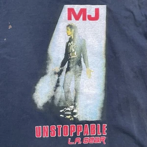 Vintage 1990 MICHAEL JACKSON Unstoppable Black MJ / L.A.GEAR Crew Neck T-Shirt - Picture 1 of 10