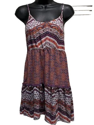 Mossimo Orange/Blue Paisley Print Boho Dress Non-Adjustable Straps Size S - Image 1 of 4