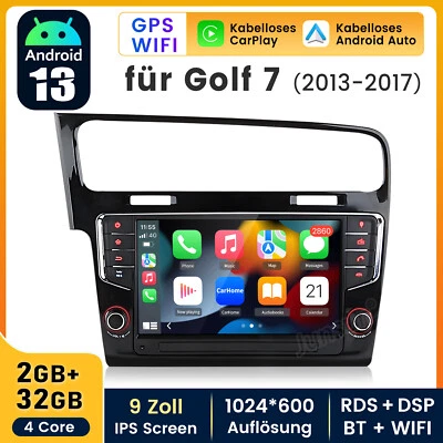 9''Android 13 Autoradio Carplay Für VW Golf VII MK7 2013-2020 GPS Navi WIFI DAB+ - Bild 1 von 4