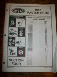 MTD Master Book 1986 manual de piezas y averías sección 4 - cultivadores, lanzadores de nieve - Imagen 1 de 2