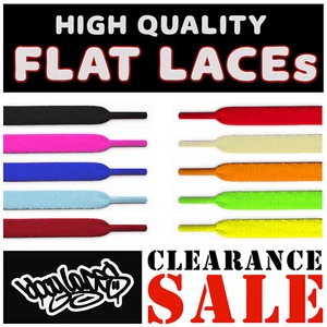 Best Quality Flat Shoe Laces BBoy Skate Clearance Sale 10 Colours 125cm / 150cm - Picture 1 of 29