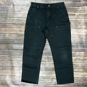 Carhartt Double Front Knee Canvas Pants 33x32 Mens Black Dungaree Fit B01 BLK - Picture 1 of 10