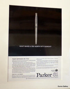 Original 1964 Vintage Pen Matted Magazine Advert Parker 6118 carat gold - Picture 1 of 1