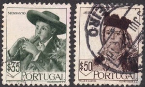 Portugal 1947 SC# 677-678 - Femme d'Avintes - 2 timbres différents - Occasion - Photo 1/2