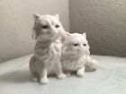 02 Vintage Lenwile China Ardalt Japan Verithin Porcelain White Cats Kittens-EUC 