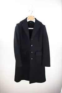 Playlord wool blend long jacket with raw edge detailing in black size HK9/UK8 - Foto 1 di 15
